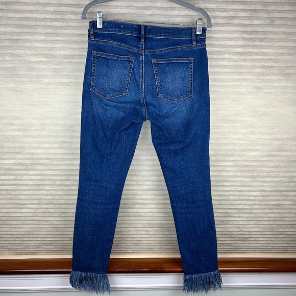 Loft Fringed Hem Mid Rise Jeans Eclectic Timeless Classic Festival - Picture 3 of 12